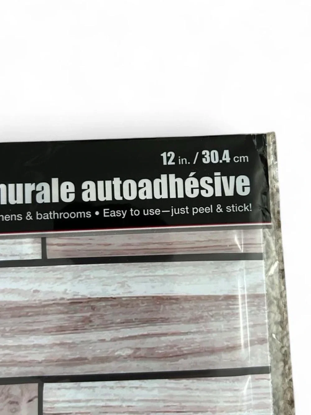 Bench Self-Adhesive Wall Tile in White and Brown Woodgrain